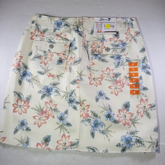 NWT Seven7 Floral A-Line Skirt - Cream with Blue and Pink - Picture 6 of 8